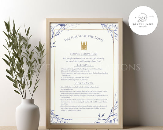 LDS Temple Covenants & Blessings Printable - Missionary & Wedding Gift