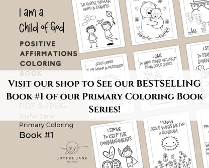 LDS Primary Coloring Book - 40 Pages "I Am a Child of God" & Primary Songs