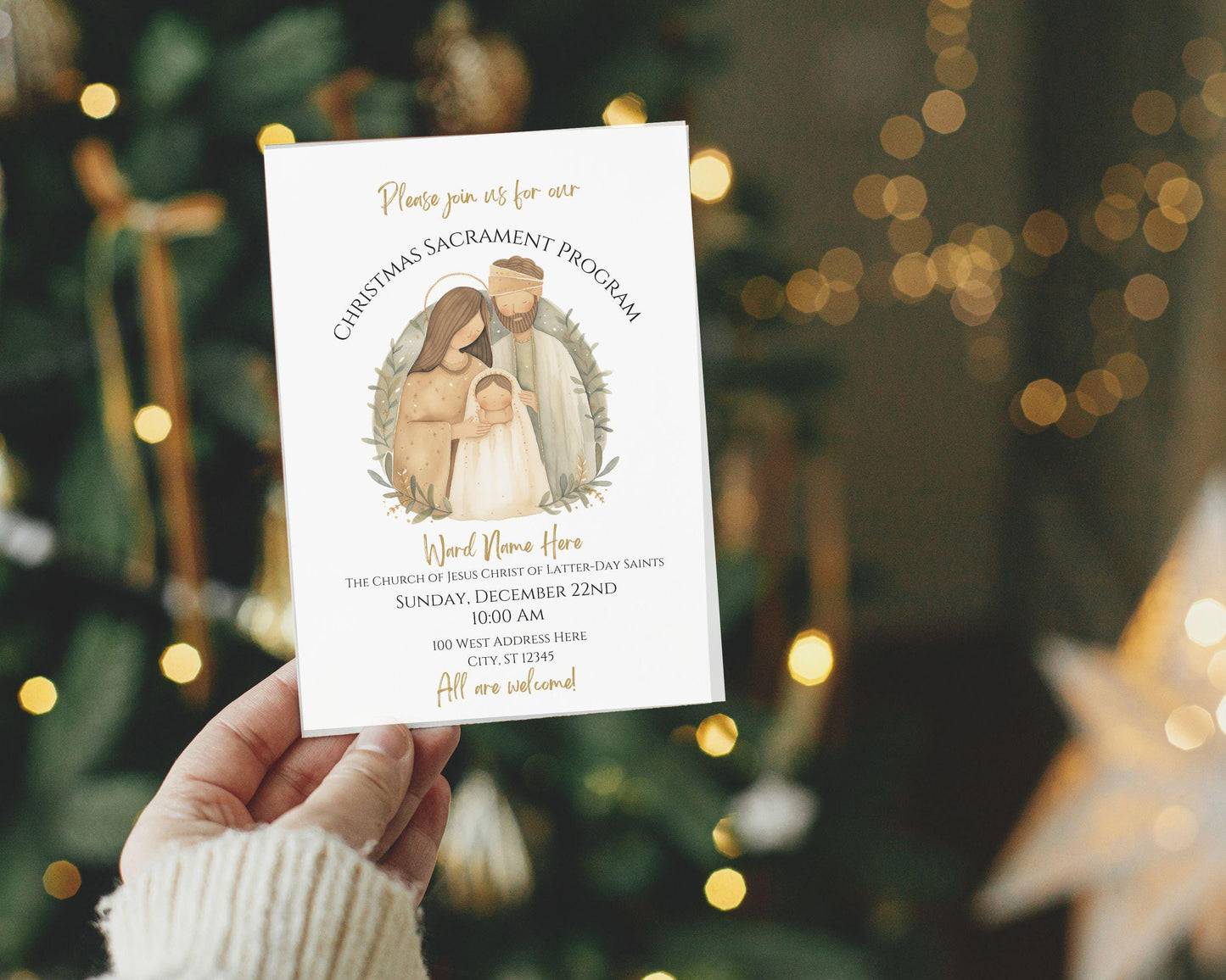 LDS Christmas Program Invitation - Customizable Nativity Scene Template with Mobile Invite
