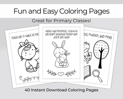 LDS Primary Coloring Book - 40 Pages "I Am a Child of God" & Primary Songs