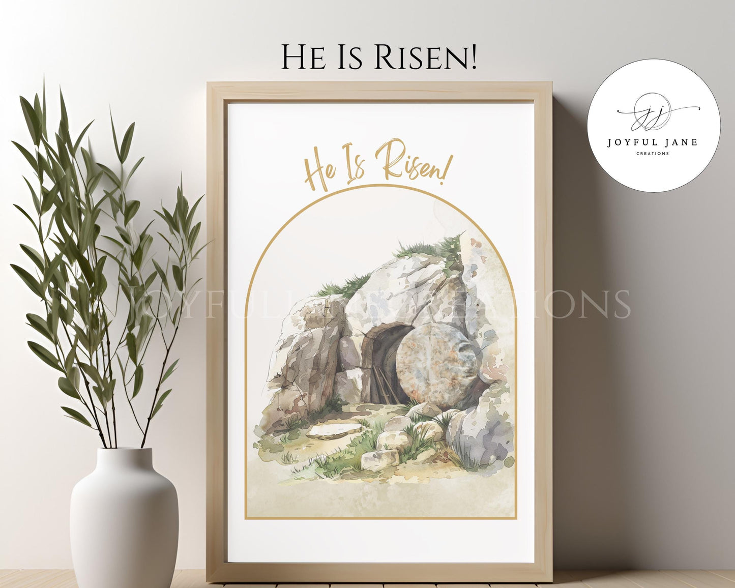 "He is Risen" Easter Wall Art - Jesus Christ Victorious Holy Week Printable