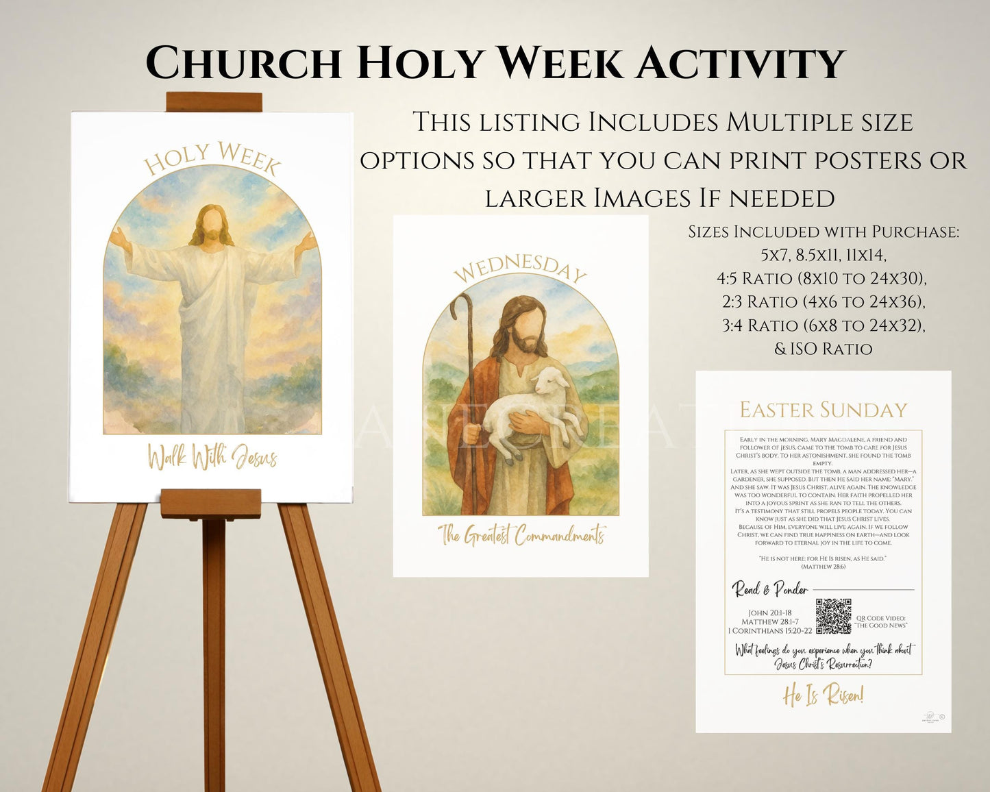 Holy Week Study Cards - Easter Story Printables with QR Code Videos DIGITAL DOWNLOAD