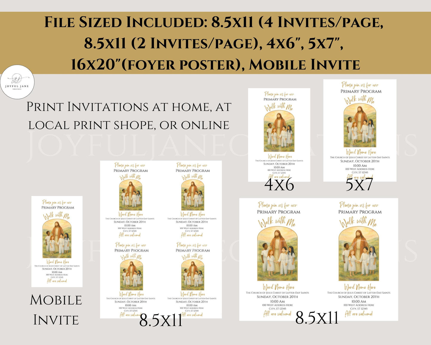 LDS Primary Program Invitation - Customizable Canva Template with Mobile Invite