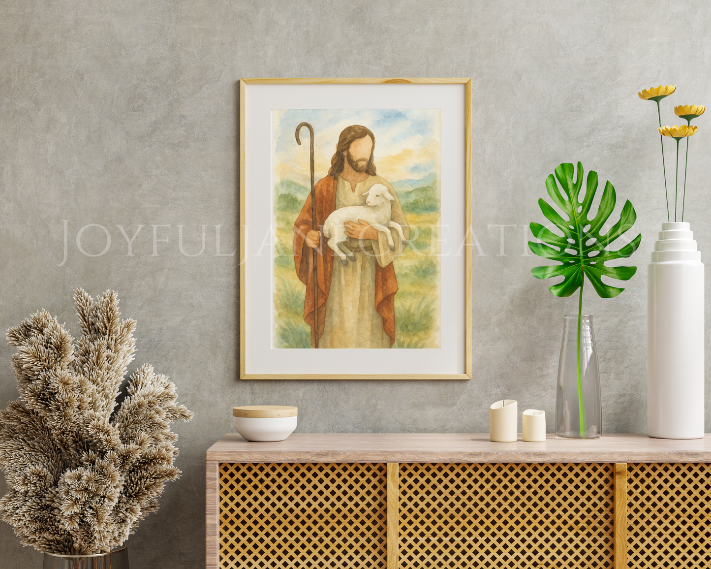 The Good Shepherd - Jesus Christ Printable Wall Art | Christian Watercolor Digital Download