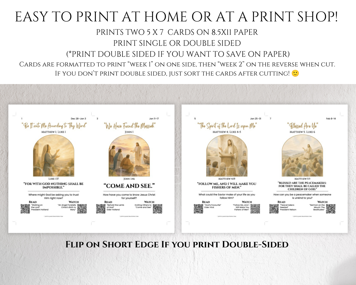 2027 Come Follow Me New Testament Printable Scripture Cards – LDS Weekly Study Cards