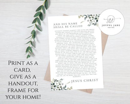 Names of Christ Printable Set - Christian Devotion Cards & Wall Art