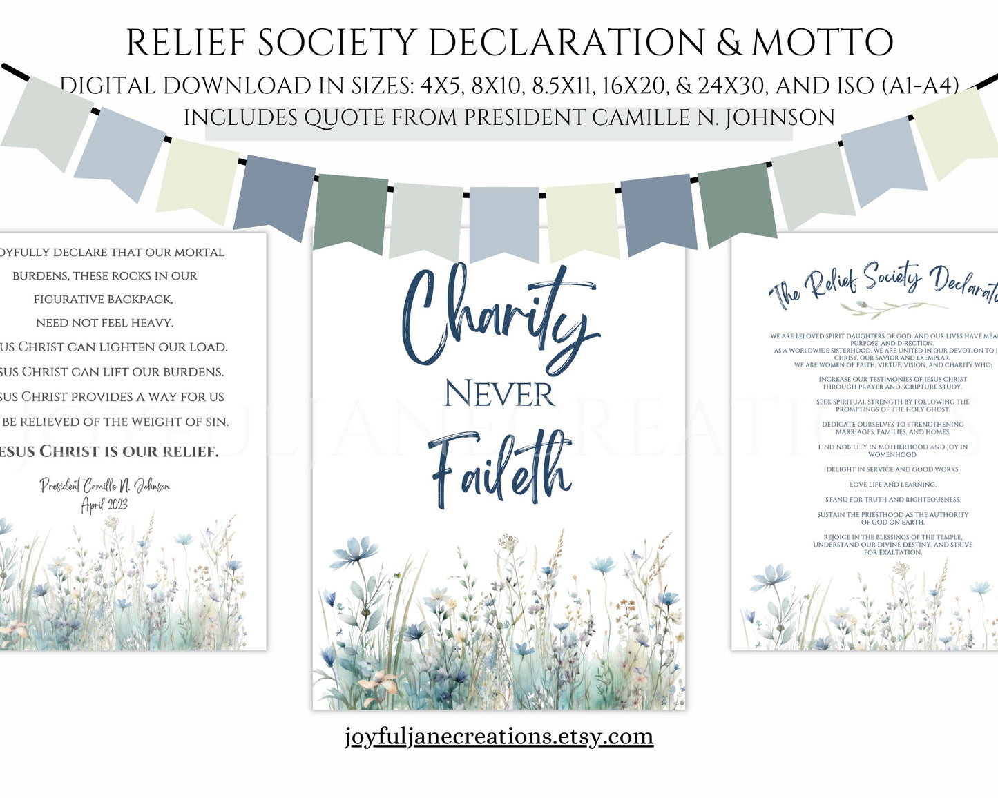 LDS Relief Society Bulletin Board Kit - Editable Banners, Quotes & Birthday Lists