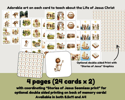 Jesus Memory Match Cards - Christian Education Printable for Kids & Families