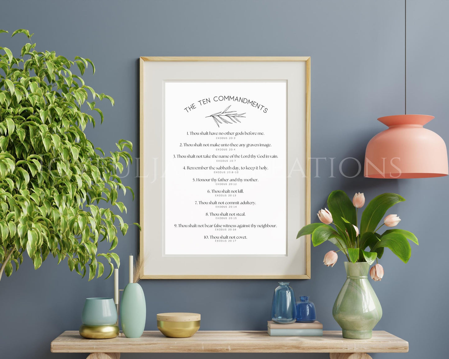 Ten Commandments Printable Art - Bible Verse Wall Art for Sunday School & Home