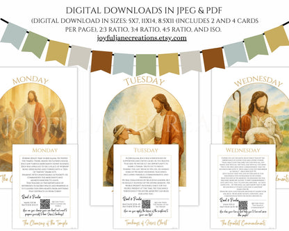Holy Week Study Cards - Easter Story Printables with QR Code Videos DIGITAL DOWNLOAD