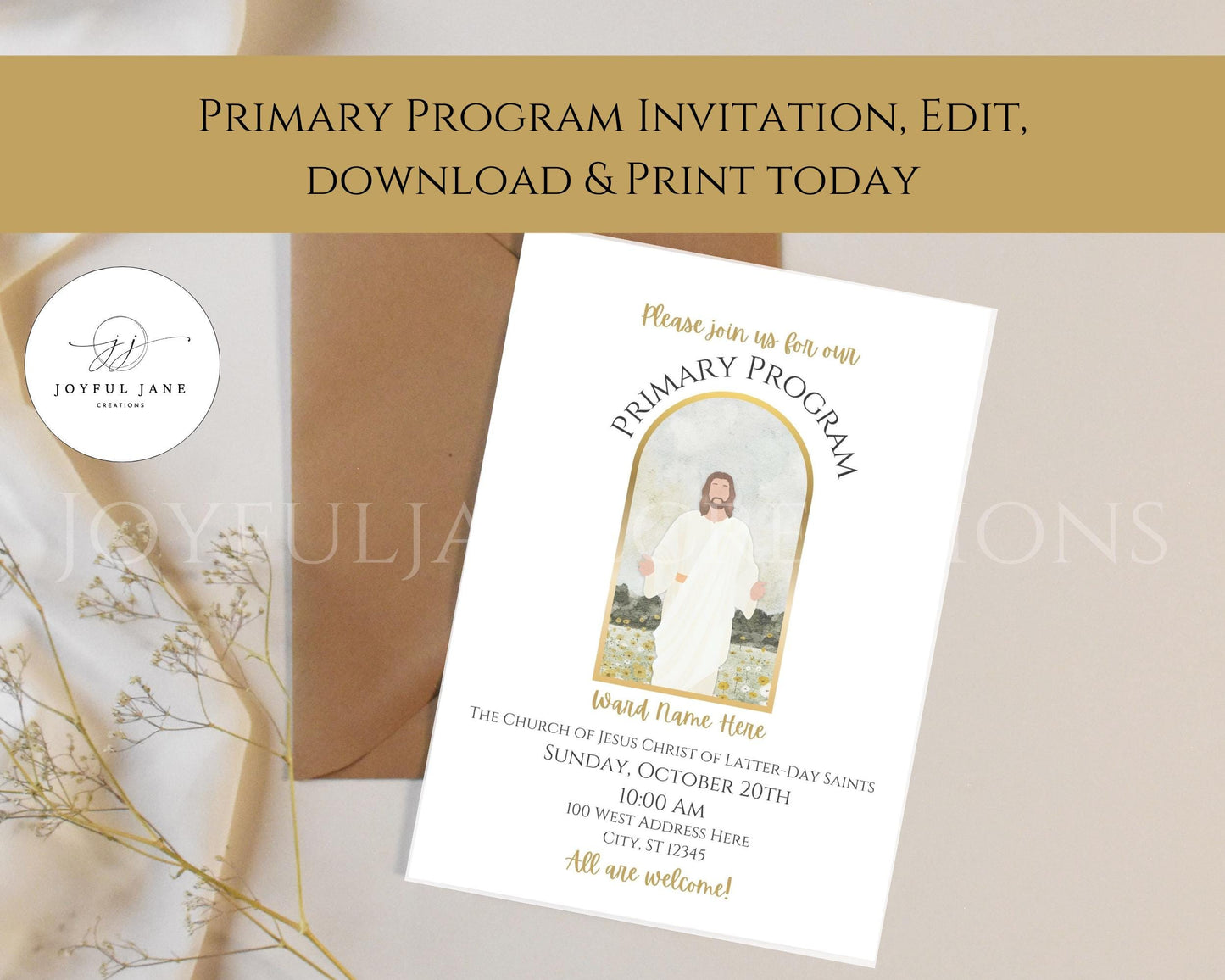 LDS Primary Program Invitation - Customizable Canva Template with Mobile Invite