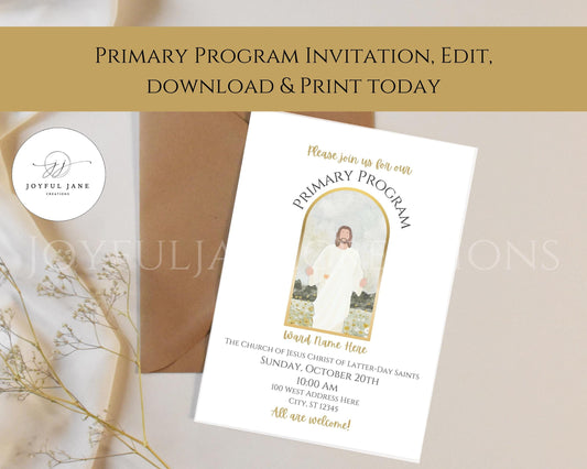 LDS Primary Program Invitation - Customizable Canva Template with Mobile Invite
