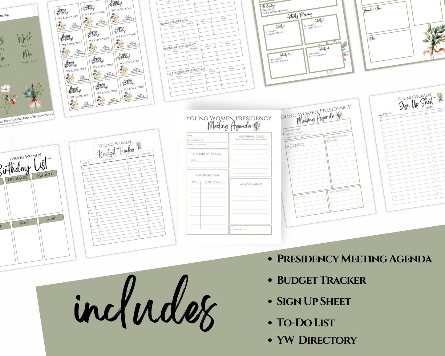 2026 Young Women Presidency Planner - "Walk with Me" Editable LDS Youth Theme Binder