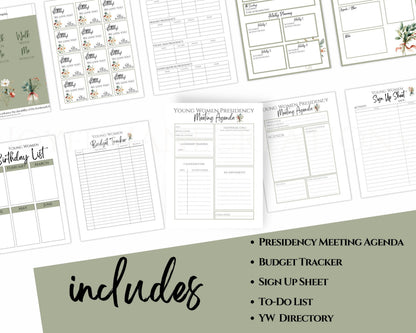 2026 Young Women Presidency Planner - "Walk with Me" Editable LDS Youth Theme Binder