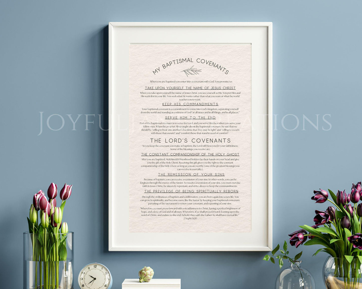 LDS Baptismal Covenants Printable - Baptism Gift with 3 Design Options