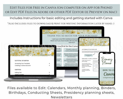 2026 LDS Primary Presidency Planner - Editable Binder with Music Schedule & Calendars