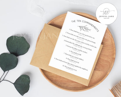 Ten Commandments Printable Art - Bible Verse Wall Art for Sunday School & Home