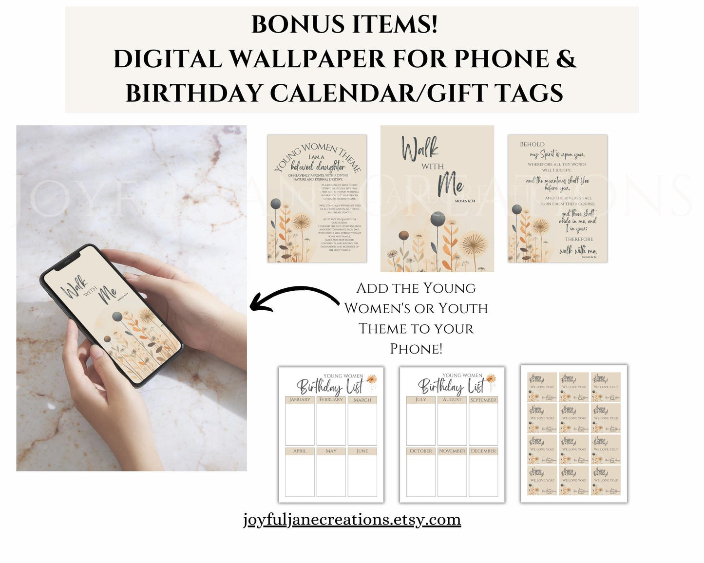 2026 LDS Youth Theme Bulletin Board Kit - "Walk with Me" Complete Digital Package