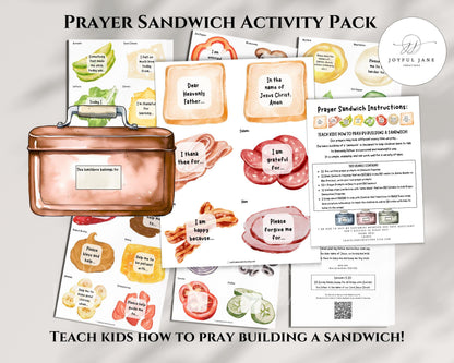 Prayer Sandwich Craft Bundle - Kids Prayer Activity with Editable Prompts
