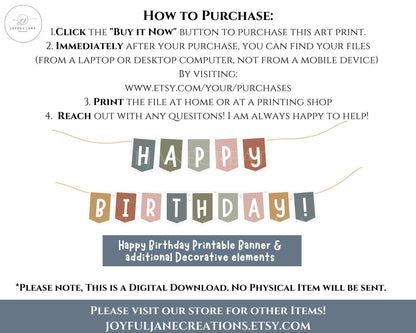 Happy Birthday Banner Printable - DIY Party Decoration Digital Download
