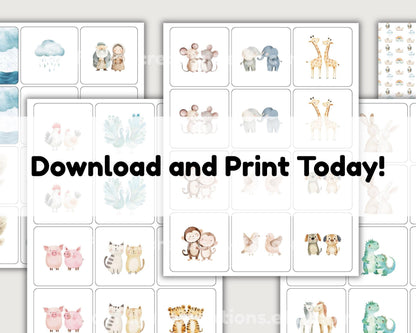 Noah's Ark Memory Match Cards - Bible Activity Printable for Kids & Sunday School - Digital Download