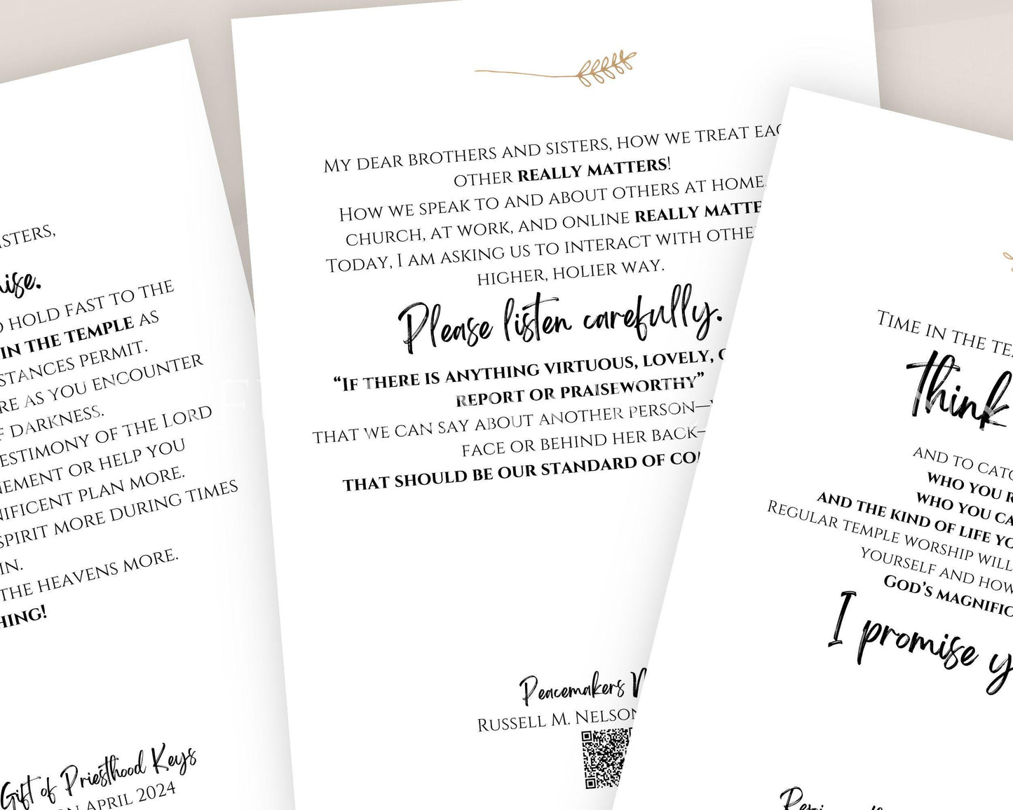 President Russell M. Nelson - 50 Printable Quote Cards with QR Codes - Digital Download