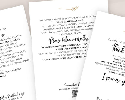 President Russell M. Nelson - 50 Printable Quote Cards with QR Codes - Digital Download
