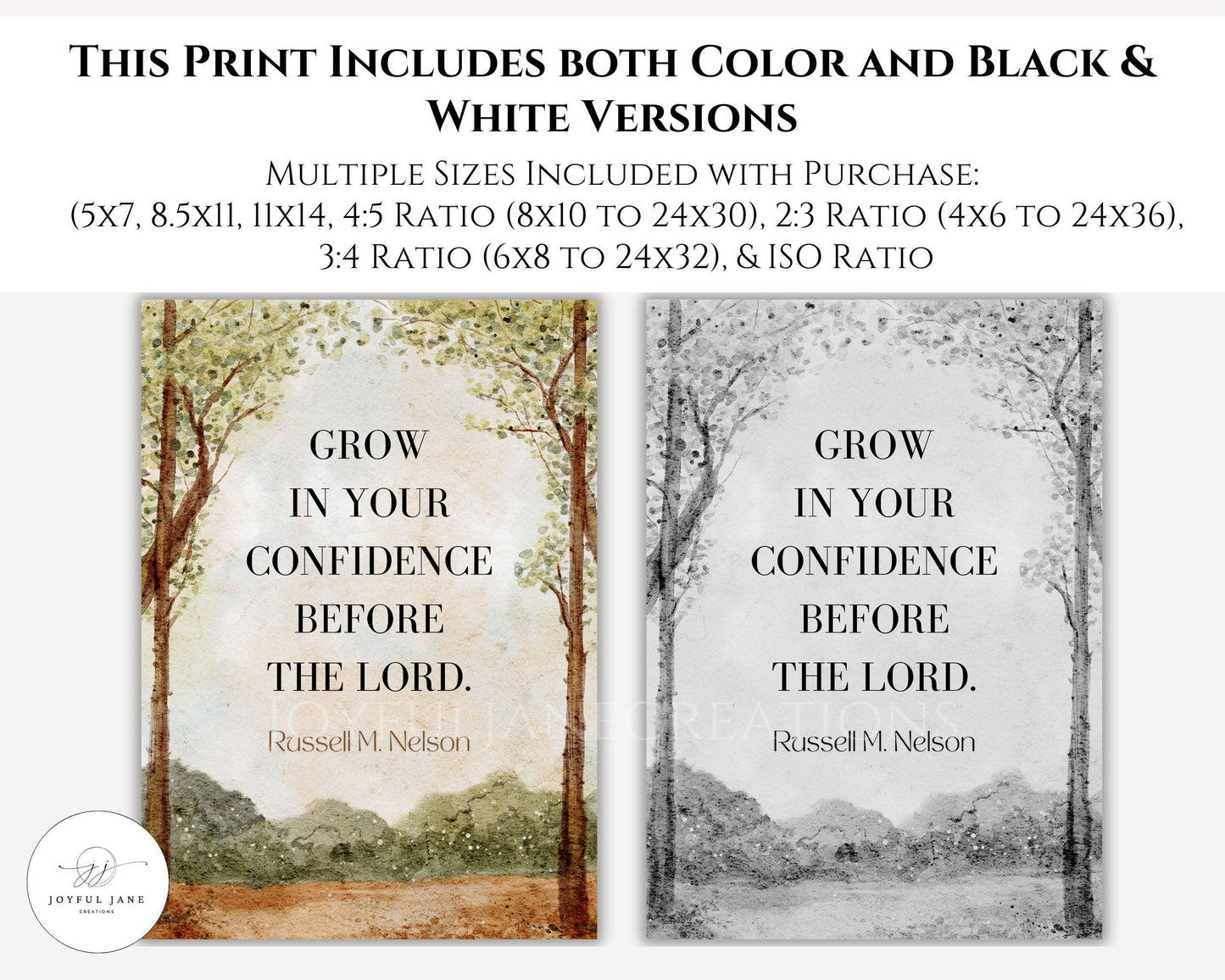 "Grow in Your Confidence" - Russell M. Nelson Quote LDS Printable