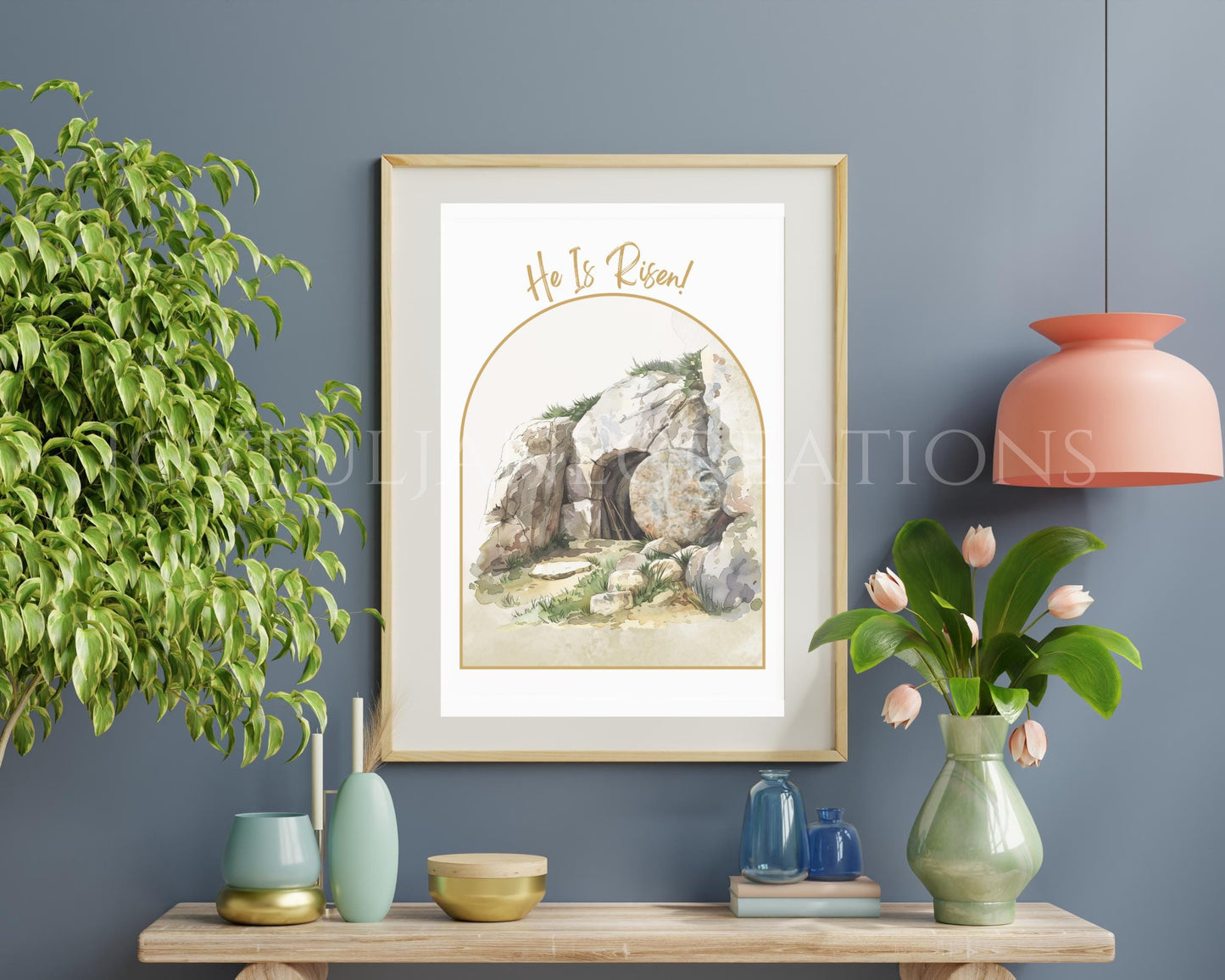 "He is Risen" Easter Wall Art - Jesus Christ Victorious Holy Week Printable