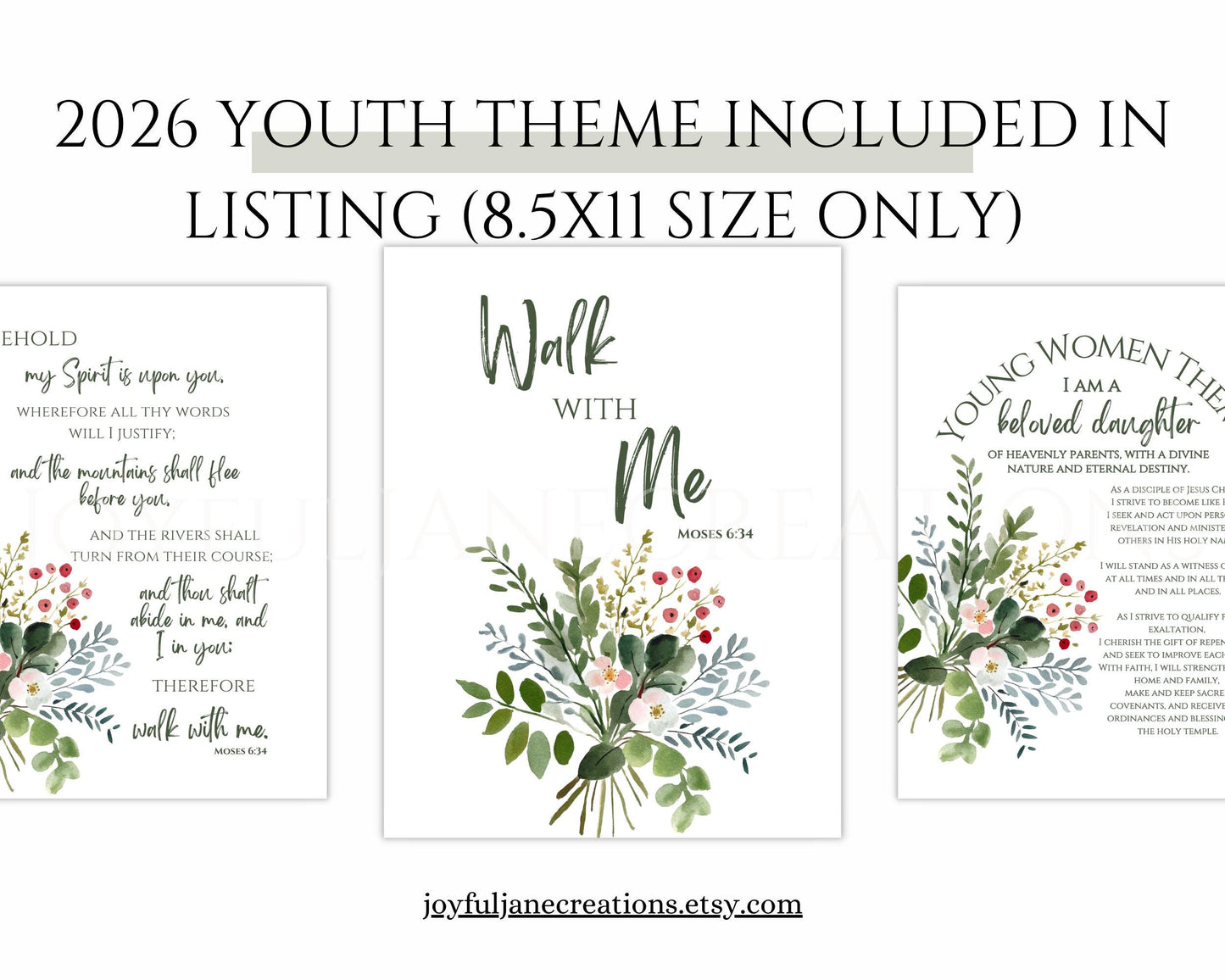 2026 Young Women Presidency Planner - "Walk with Me" Editable LDS Youth Theme Binder