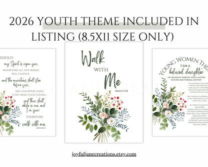 2026 Young Women Presidency Planner - "Walk with Me" Editable LDS Youth Theme Binder