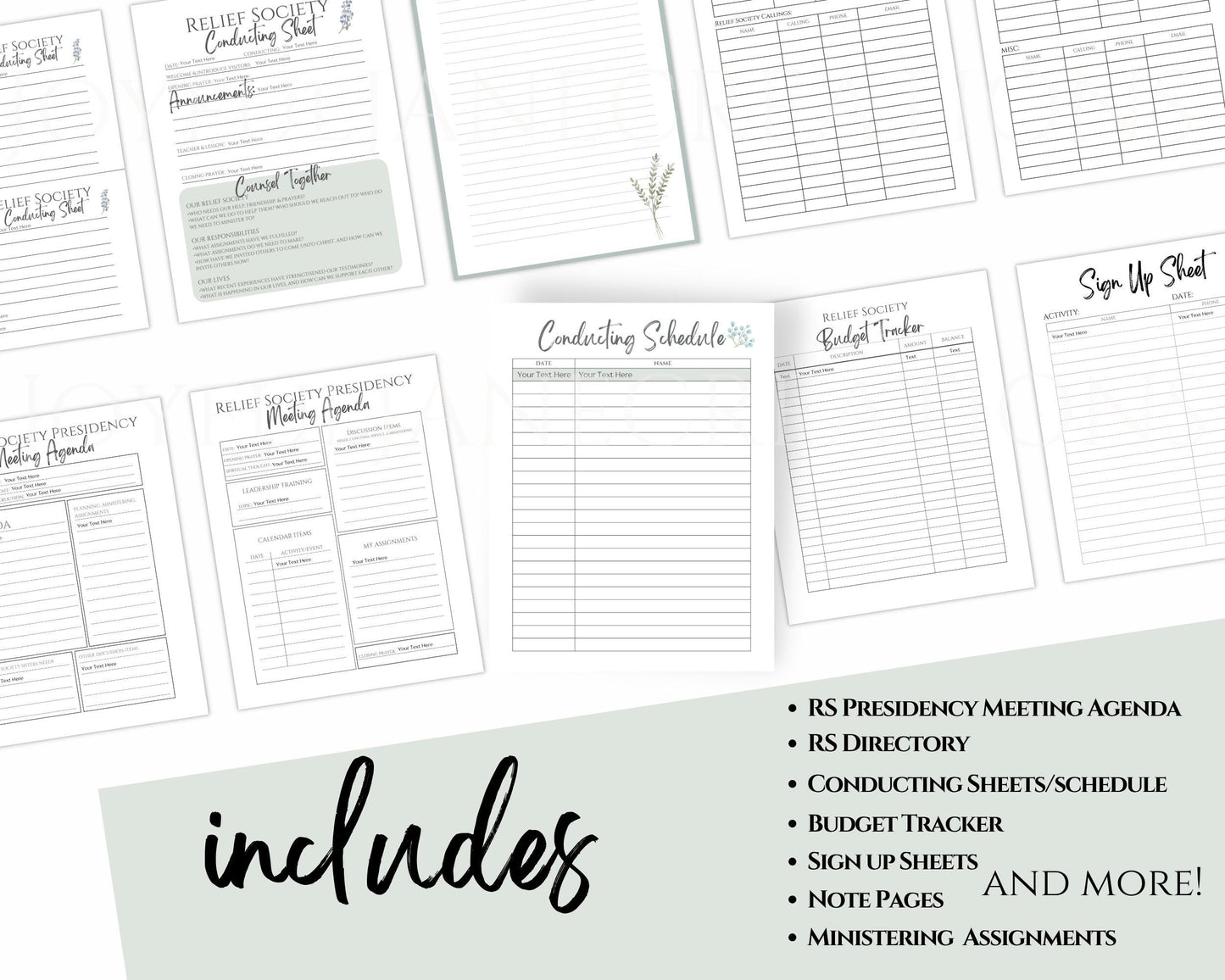 LDS Relief Society Presidency Planner - 2026 Editable Binder with Newsletter & Calendar
