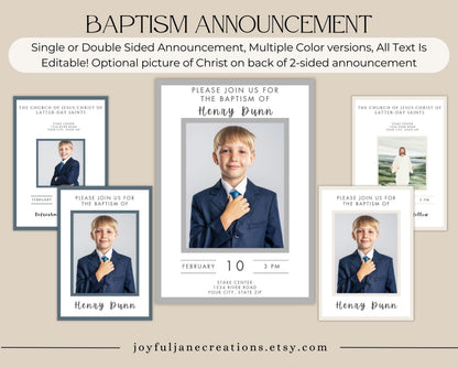 LDS Baptism Kit Bundle - Editable Invitation, Program & Decorations - Neutral Colors