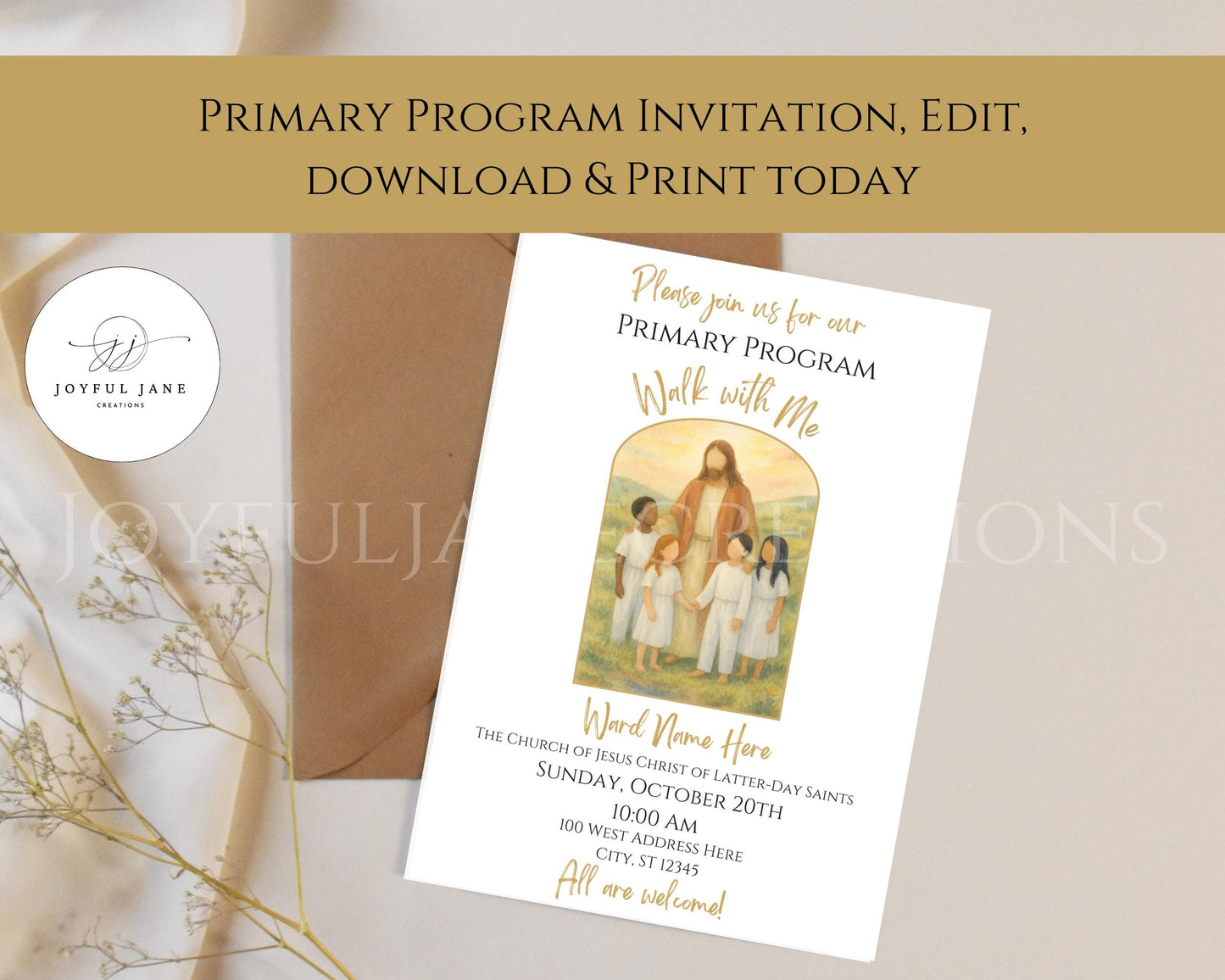 LDS Primary Program Invitation - Customizable Canva Template with Mobile Invite
