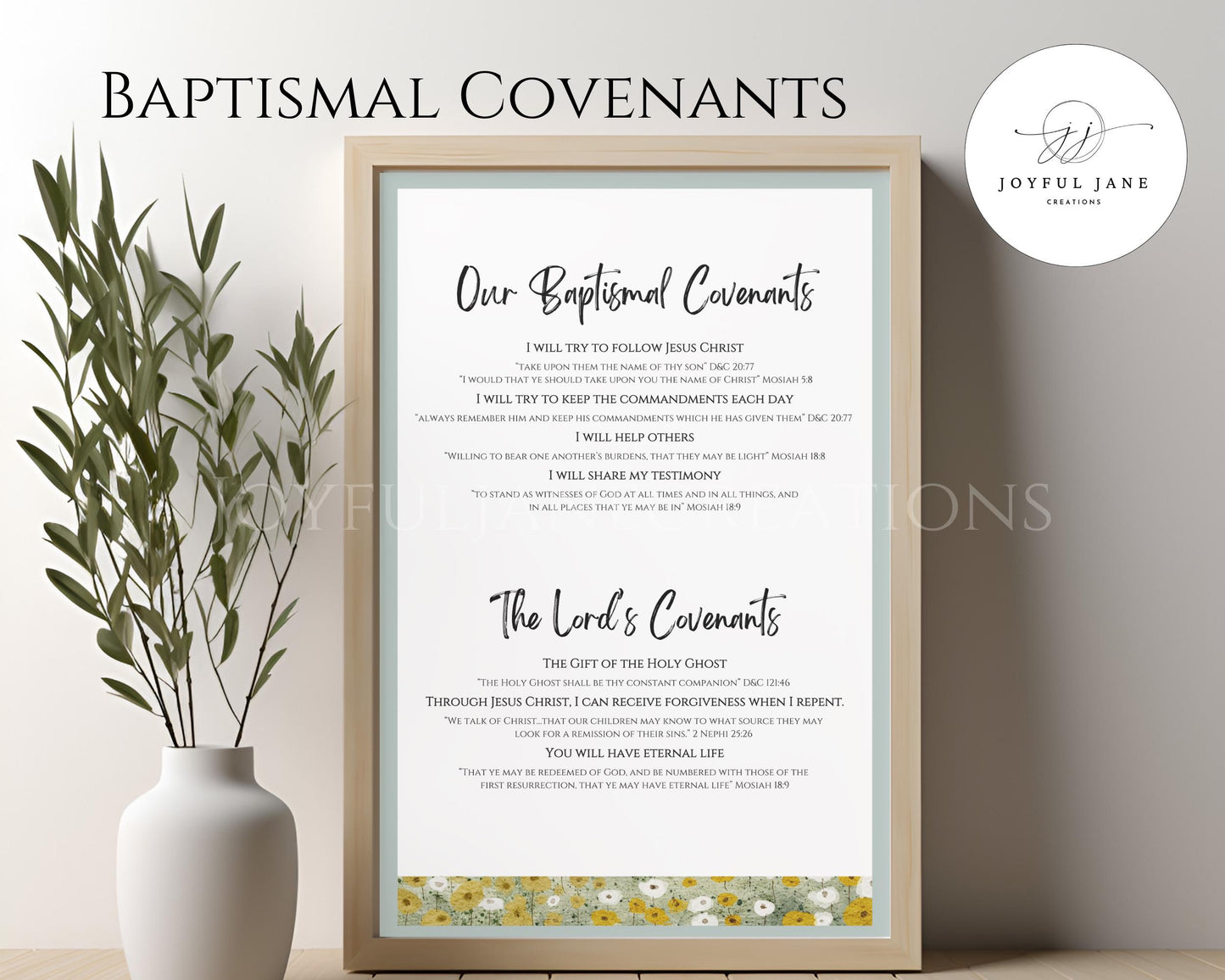 LDS Baptismal Covenants Printable - Baptism Gift & Reminder Poster