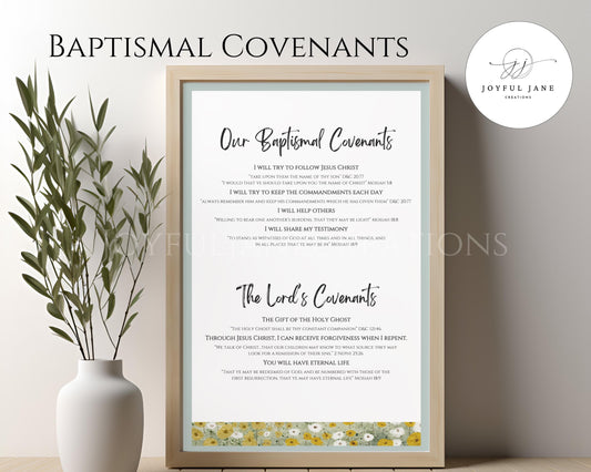 LDS Baptismal Covenants Printable - Baptism Gift & Reminder Poster