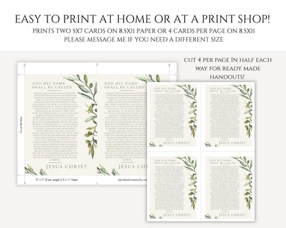 Names of Christ Printable - Christian Devotion Cards & Bible Study Art