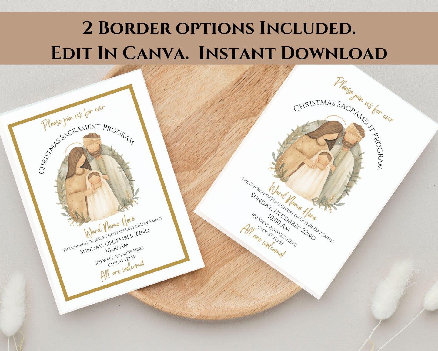 LDS Christmas Program Invitation - Customizable Nativity Scene Template with Mobile Invite