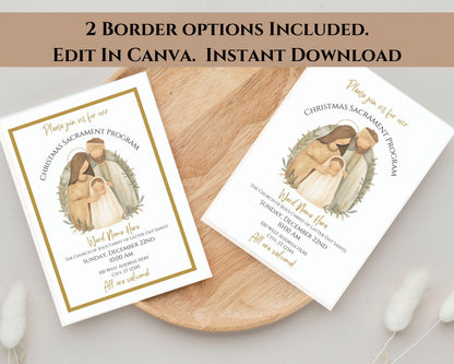 LDS Christmas Program Invitation - Customizable Nativity Scene Template with Mobile Invite