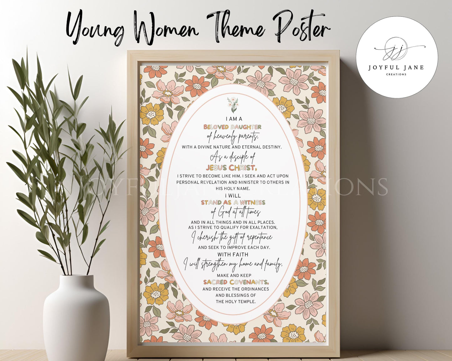 LDS Young Women Theme Poster - Bulletin Board Printable