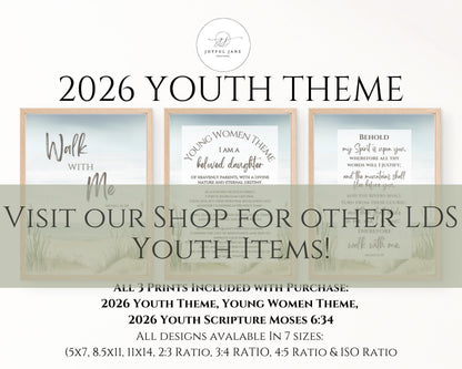 2026 Young Women Presidency Planner - "Walk with Me" Editable LDS Youth Theme Binder
