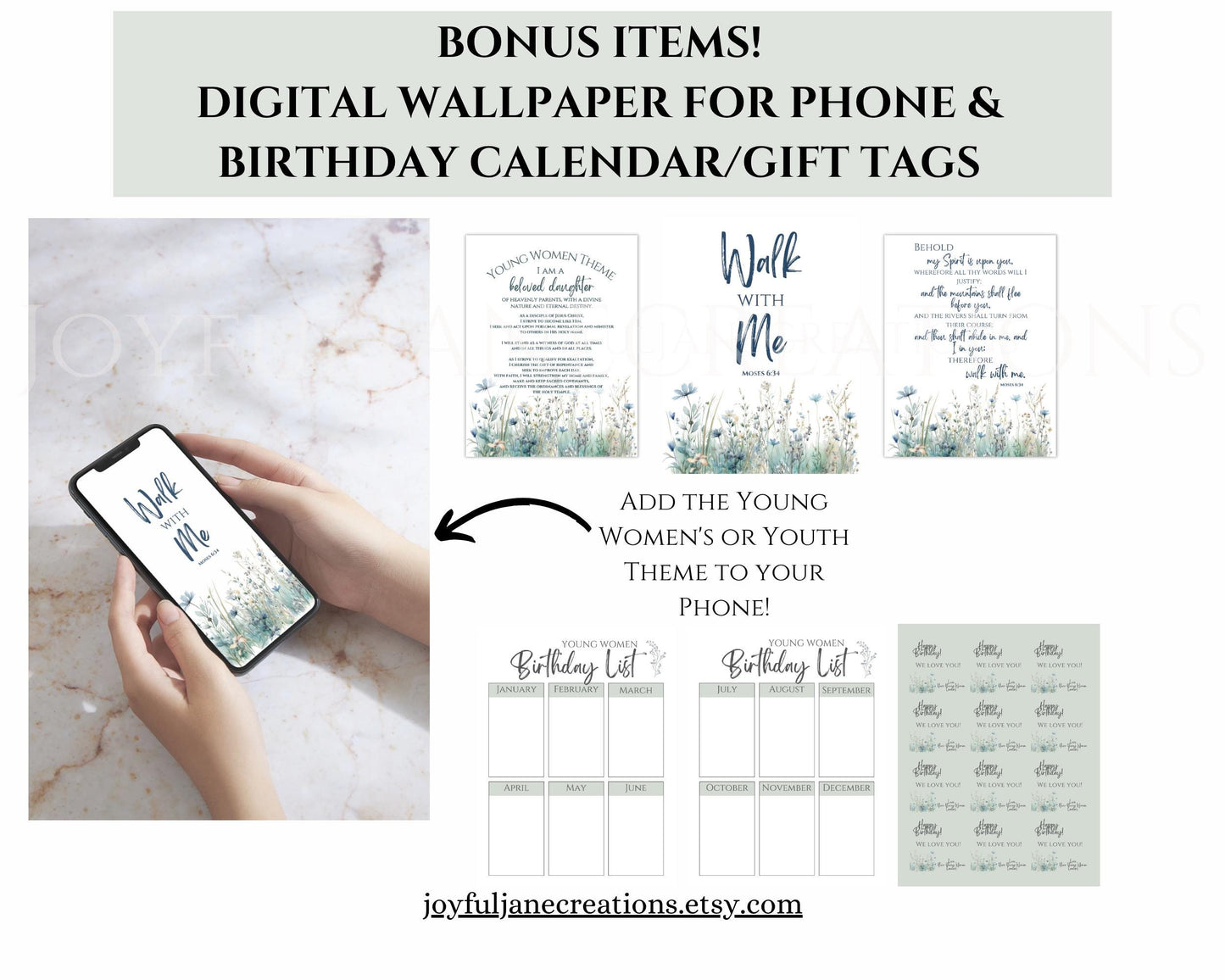 2026 LDS Youth Theme Bulletin Board Kit - "Walk with Me" Complete Digital Package