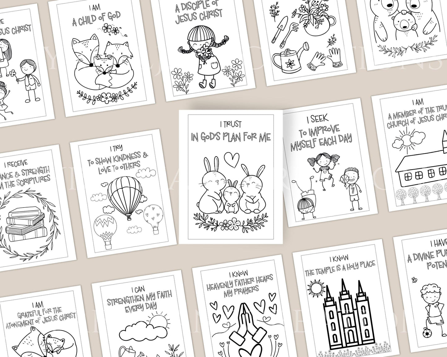 LDS Primary Affirmations Coloring Book - 35 Pages "I Am a Child of God"