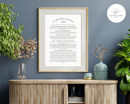 LDS Baptismal Covenants Printable - Baptism Gift with 3 Design Options