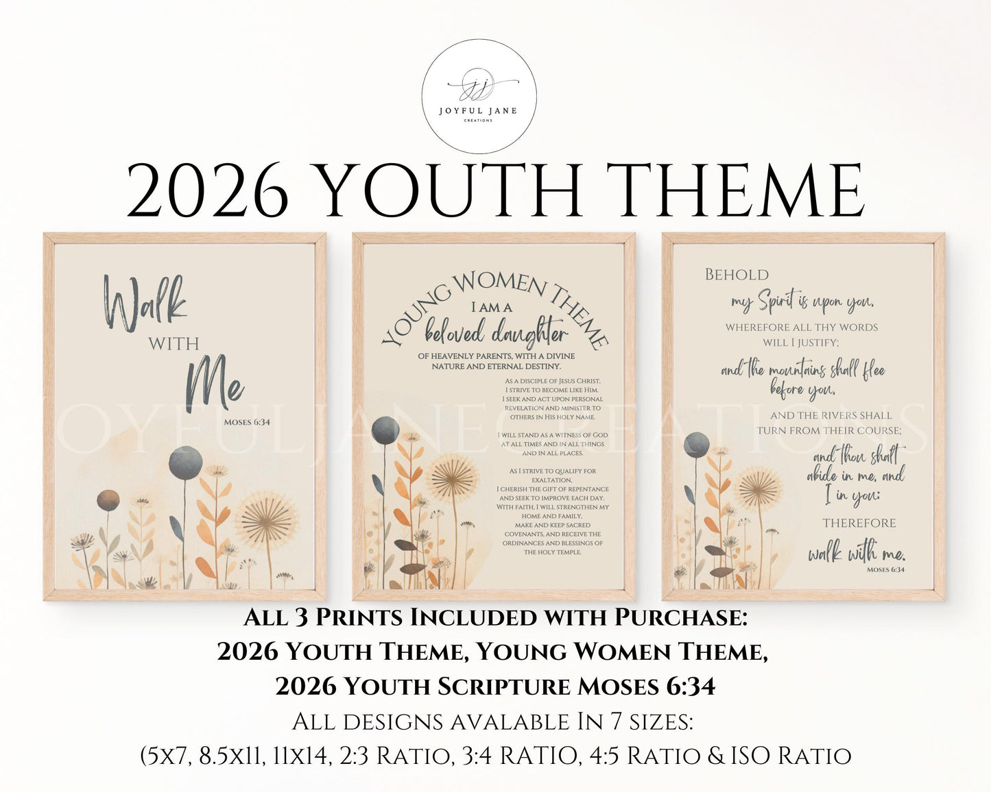 2026 LDS Youth Theme Bundle - "Walk with Me" Moses 6:34 - 3 Design Set