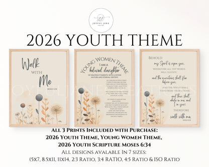 2026 LDS Youth Theme Bundle - "Walk with Me" Moses 6:34 - 3 Design Set