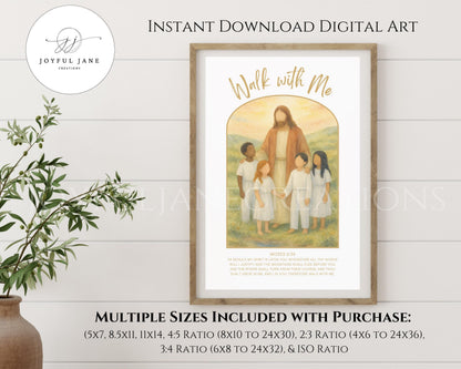 2026 Youth Theme "Walk With Me" - Jesus with Children Artwork - Moses 6:34