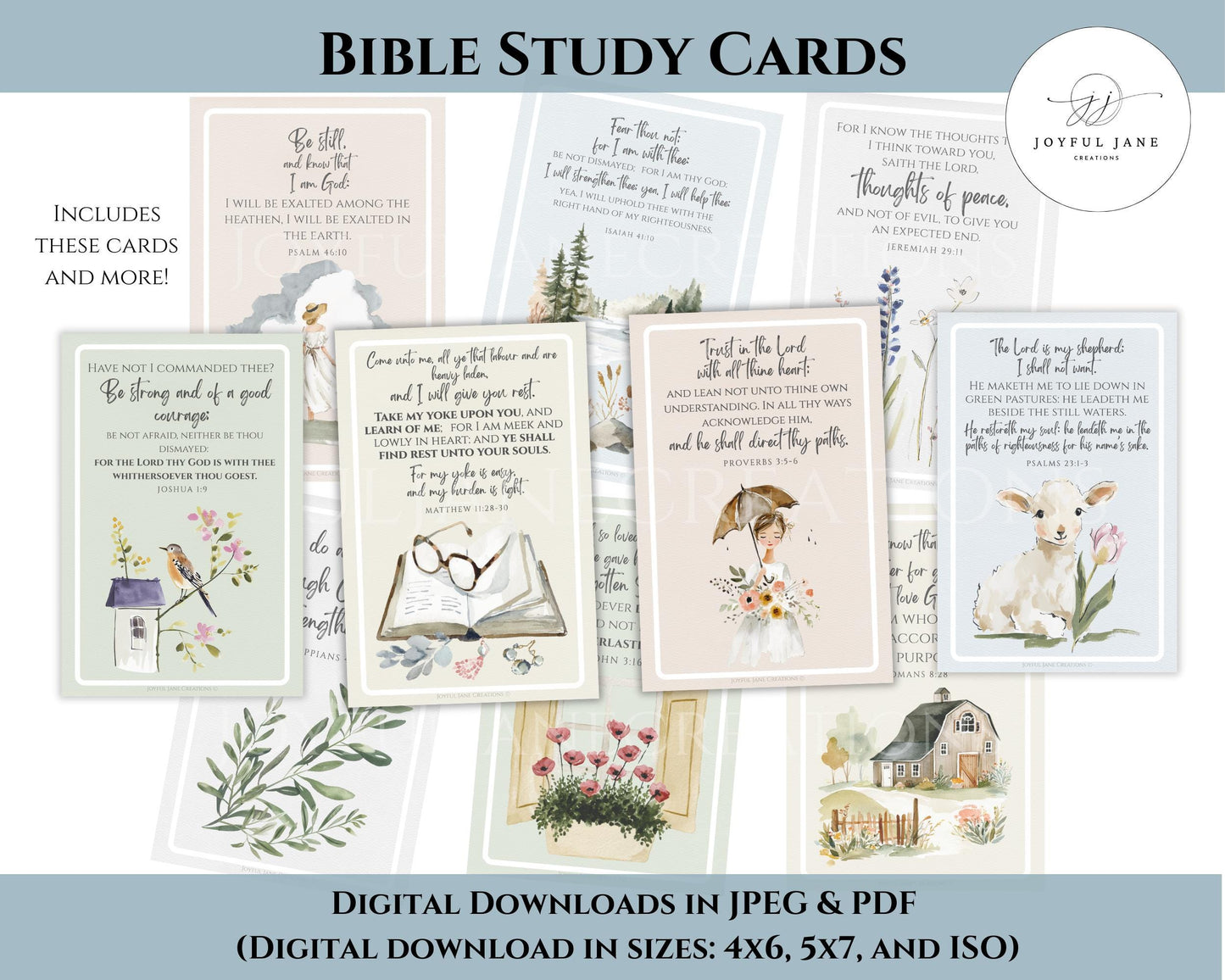 KJV Scripture Cards - 52 Week Bible Study & Memorization Set "Rooted and Grounded"