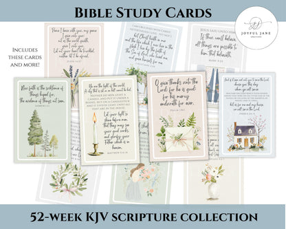 KJV Scripture Cards - 52 Week Bible Study & Memorization Set "Rooted and Grounded"