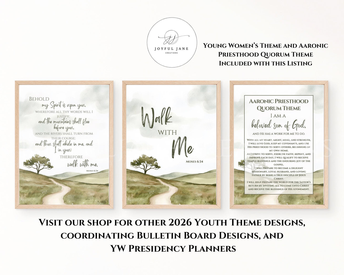 2026 LDS Youth Theme Bundle - "Walk with Me" Moses 6:34 - 4 Design Set
